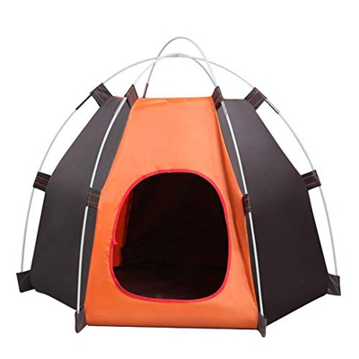Tienda para Mascotas - Tela Oxford Naranja y café, portátil, Plegable, Impermeable, para Exteriores, Tienda para Mascotas, casa para Perros