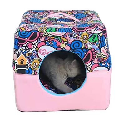 YHWD Casetas para Perros Pequenios, Resistente Al Desgaste Y Duradero Casitas para Perros PequeñOs, FáCil De Cuidar Casetas para Perros Interior,Rosad