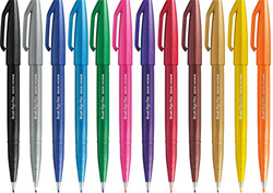 Pentel SES15C Brush Sign Pen rotulador punta fibra flexible 12 colores as.ti características