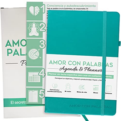 AMOR CON PALABRAS - Planner Semanal y Mensual Sin Fecha. Agenda 2021 2022 o Agenda 2022.