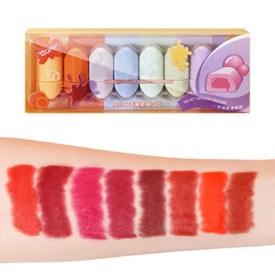 fdsfa Juego de lápiz Labial de 8 Colores, Mini lápiz Labial Mate para cosméticos, Lindas cápsulas para Labios, Mini lápiz Labial Resistente al Agua de