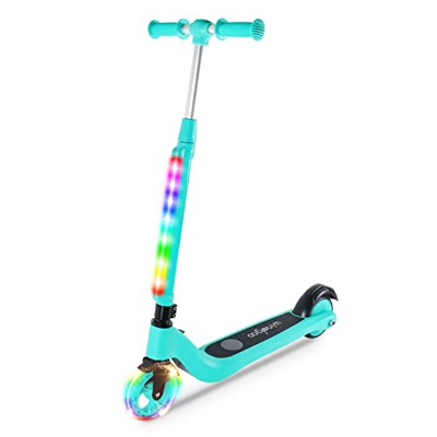 TOEU Patinete eléctrico para niños de 6 a 12 años, Altura Ajustable, Rueda Delantera de 5,3 Pulgadas, hasta 8 km / h, Regalo Ideal para niños (Green)