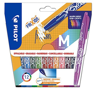 PILOT - Estuche de 12 bolígrafos Frixion Ball - Bolígrafo de borrado con tinta termosensible - Bolígrafo roller recargable fabricado con plástico reci