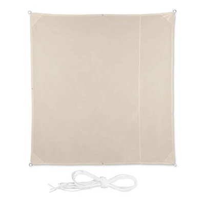 Relaxdays, Beige, Toldo Vela Cuadrado, Impermeable, Protección Rayos UV, con Cuerdas para tensar, 2 x 2 m