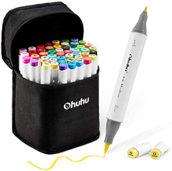 48 rotuladores de colores a base de alcohol Ohuhu. Rotuladores de dibujo de doble punta (pincel y punta fina) para niños o artistas, tanto para colore en oferta