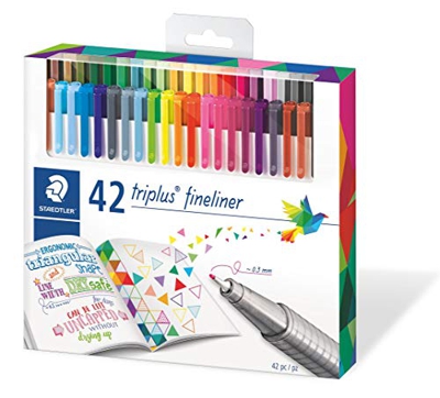STAEDTLER 334 C42, Rotuladores de colores brillantes de punta fina multicolor Triplus Fineliner, Punta revestida de metal, ergonómico, lavable, Pack d