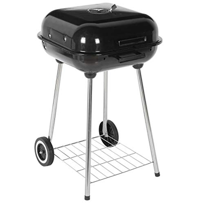 Barbacoa de BBQ, Barbacoa de Carbón de Esmalte y Acero, Parrilla de Carbón Portátil con Ruedas para Patio, Jardín, Picnic 42 x 47 x 78cm