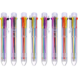 16 Piezas de Bolígrafos de Multicolor Bolígrafos de Bola Retráctiles 8-en-1 8 Colores Plumas de Punta de Bola de Barril Transparente para Oficina Escu características