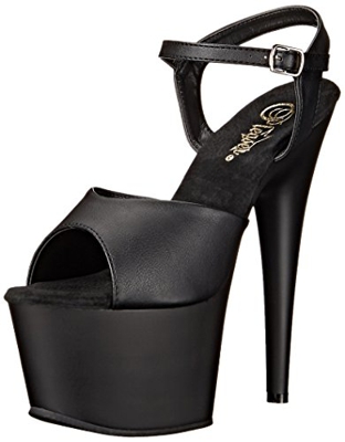 Pleaser ADORE-709, Sandalias Abiertas. Mujer, Negro Blk Faux Leather Blk Matte, 40 EU