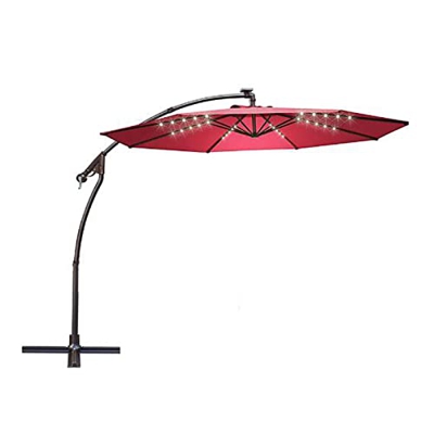 Mapeieet Sombrillas voladizas para Patio con 40 Luces LED, rotación de 360 Grados, Base Cruzada, sombrilla Colgante para Patio, para Porche de jardín,