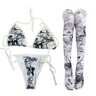 Lindo Micro Bikini Japonés Anime Sujetador y Bragas Conjunto Cosplay Tanga Bikini Lolita Dibujos Animados Imágenes - - Talla Única