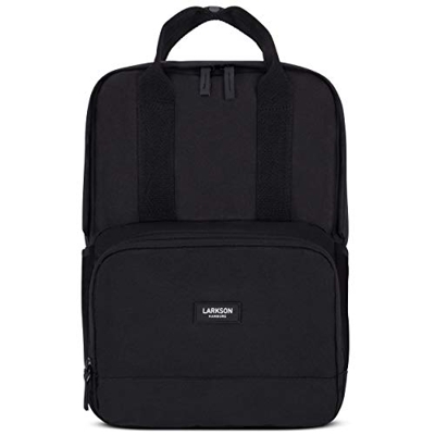 LARKSON Mochila para Mujeres y Hombres Negro 6 - Para el Trabajo, la Universidad y la Escuela - Pequeña y Elegante - Repelente al Agua con Compartimen