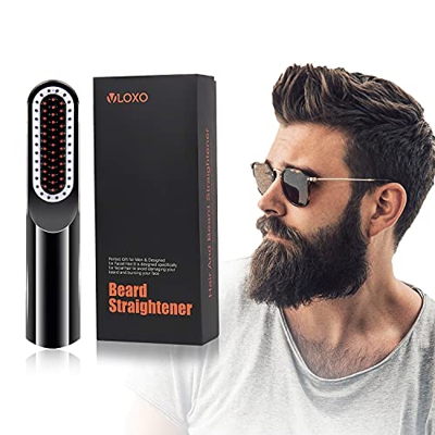 VLOXO - Cepillo alisador de barba, inalámbrico, con pantalla LCD, portátil, USB