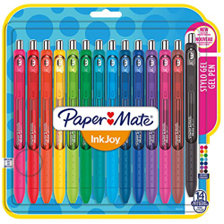 Paper Mate 1985481 - Bolígrafo de gel, punta media, paquete de 14, colores surtidos fantasía en oferta