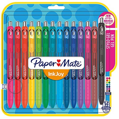 Paper Mate 1985481 - Bolígrafo de gel, punta media, paquete de 14, colores surtidos fantasía