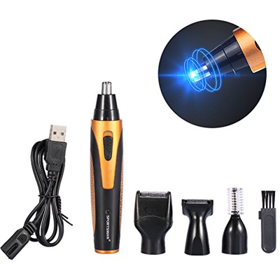 4 en 1 macho recargable Templo del de oído nariz recortadora para pelo Clipper eléctrico la cejas la barba Afeitado Kit (dorado)