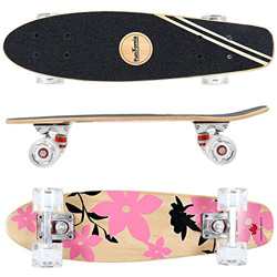 FunTomia® Mini Board monopatín Skateboard 57cm - 7 Capas de Arce Canadiense - con o sin LED Ruedas - Wheel 59mmx45mm (82A) - Rodamiento Mach1 en oferta