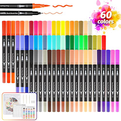 Rotuladores Lettering Profesionales de 60 Colores, Pincel Doble Punta, Rotuladores Acuarelables para Graffiti, Caligrafía, Dibujo, Lettering para Niño en oferta