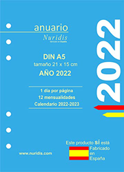 Recambio de agenda español. Año 2022. 1 día por página. DIN A5 (21 x 15 cm) en oferta