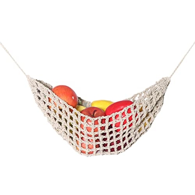 Hamaca de frutas, hamaca de frutas de macramé debajo del gabinete, cesta de almacenamiento de colgantes de macramé resistente, hamaca de plátano para 