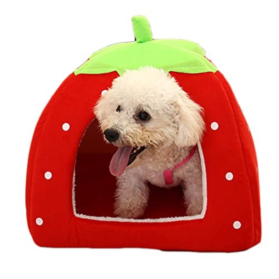 YHWD Casetas Perros Pequenios CóModo Y Suave, Casa De Perro Interior Comodidad De Felpa, A Prueba De Viento Y CáLido Casa De La Perrera,Rojo,S
