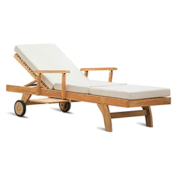 ZBBN Sillas de terraza con Ruedas, Tumbona para Patio al Aire Libre con reposabrazos, Silla de Playa, Tumbona reclinable para Exteriores, 4 Engranajes características