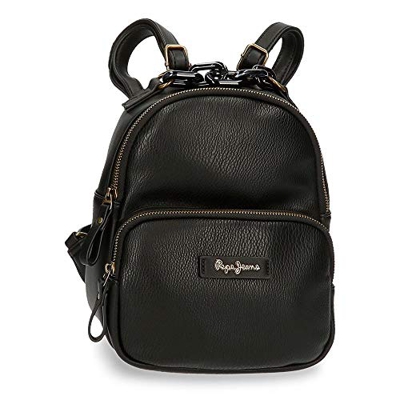Pepe Jeans Chain Mochila Negro 20x26x10 cms Piel sintética 5,2L