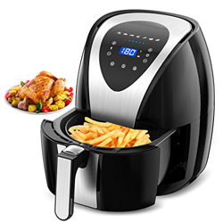 Freidora Sin Aceite, 4,5L Horno de Aire Compacto, 1400W Freidora de Aire Caliente con 7 Menús Preajustes, Preservación del Calor, Panel Táctil LED, Ti en oferta