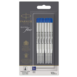 PARKER QUINKflow Recambios de tinta para bolígrafos | punta mediana | tinta azul | paquete de 10 características