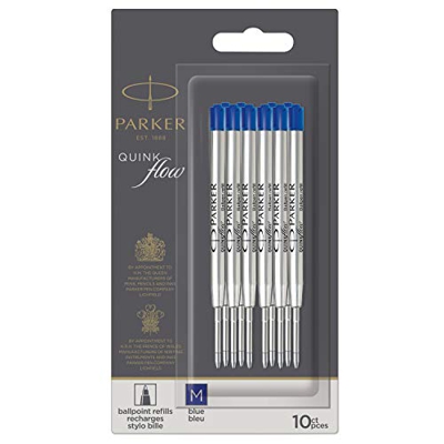 PARKER QUINKflow Recambios de tinta para bolígrafos | punta mediana | tinta azul | paquete de 10