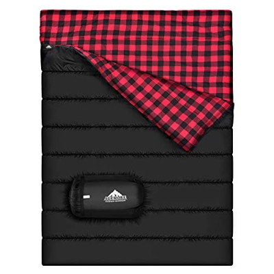 Saco de dormir doble de franela de algodón para camping, senderismo o senderismo. Saco de dormir impermeable para 2 personas, para adultos o adolescen