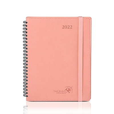 POPRUN Agenda 2022 Semana Vista 16,5 x 21,5 cm - Planificador 2022 Semanal Vertical con Intervalo Horario, Páginas de Nota y Contacto, Tapa Blanda - R