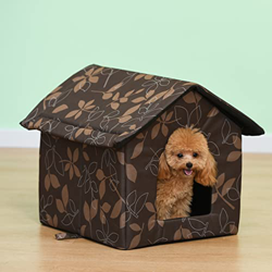 Toploar - Caseta para gatos para exteriores, resistente al invierno, impermeable, con alfombrilla extraíble, plegable, para gatos pequeños (L) en oferta