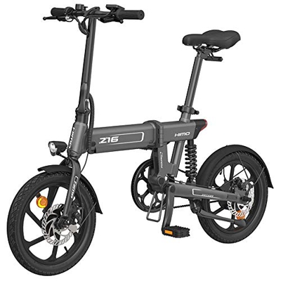 HIMO Z16 Bicicleta eléctrica Plegable para Adultos, Bici eléctrica de montaña de 16" para desplazamientos Diarios, batería 10 Ah, Gris