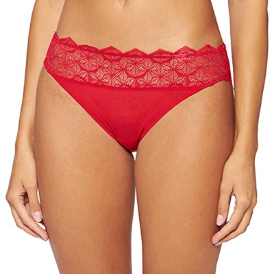 Calvin Klein Bikini Tanga, Rojo (Temper 3yq), 36 (Talla del Fabricante: X-Small) (Pack de 2) para Mujer
