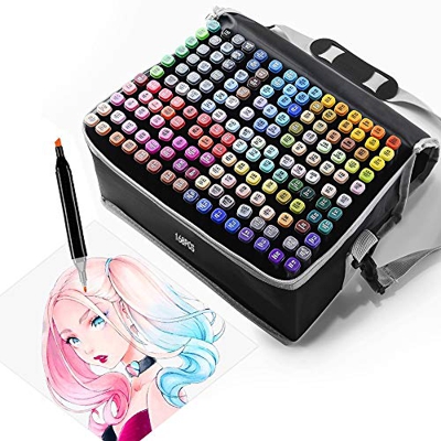 TongfuShop Rotulador,168 Colores Marcador de doble punta, Marker Pen Set de Para Niños, Artista, Estudiantes, Conjunto de marcadores de boceto de acua
