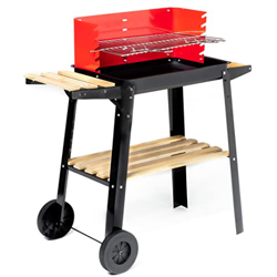 Barbacoa con ruedas – Barbacoa de carbón vegetal con tapa, ruedas, mango de acero inoxidable, parrilla de carbón vegetal en oferta