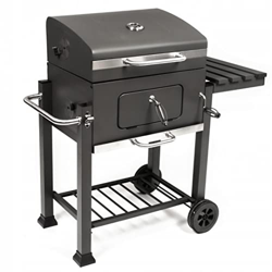 Barbacoa con ruedas – Barbacoa de carbón vegetal con tapa, ruedas, mango de acero inoxidable, parrilla de carbón vegetal en oferta