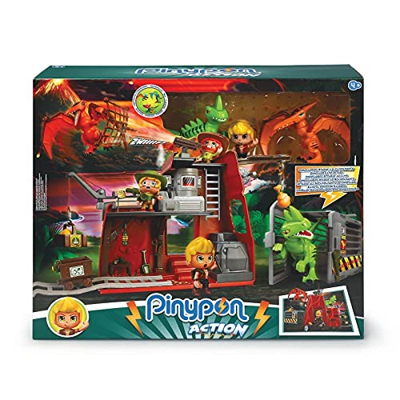 Pinypon Action - Wild, Dinos atacan campamento, incluye 2 dinosaurios del jurásico desmontables con partes intercambiables, figura de explorador y más
