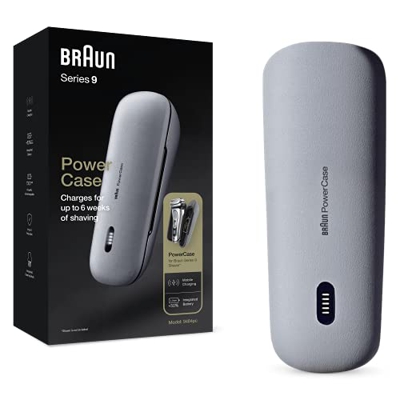 Braun PowerCase - Funda De Carga Portátil Para Afeitadora, Compatible Con Las Afeitadoras Eléctricas Braun Series 9 Y Series 8, Hasta 6 Semanas De Afe