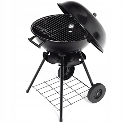 Barbacoa con ruedas – Barbacoa de carbón vegetal con tapa, ruedas, mango de acero inoxidable, parrilla de carbón vegetal
