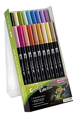 Tombow Dual BrushPen - Rotulador de punta fina (18 unidades, dos cabezales), multicolor