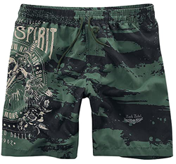 Rock Rebel by EMP Bañador Estampado de Rock Rebel Hombre Bañador Verde Oscuro XXL, 100% poliéster, en oferta