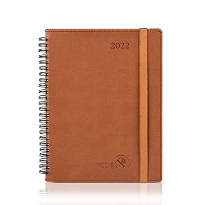 POPRUN Agenda 2022 Semana Vista 16,5 x 21,5 cm - Planificador 2022 Semanal Vertical con Intervalo Horario, Páginas de Nota y Contacto, Tapa Blanda - M