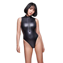 LEOHEX Sexy Mate Negro Leotardos Sin Mangas Mono De Corte Alto De Una Pieza De Traje De Baño De Las Mujeres Trajes De Baño Japonés precio