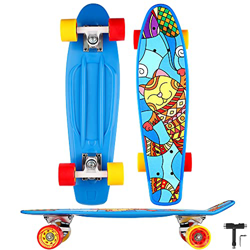 Funxim Skateboard 22" Monopatin Completo Soporta 100 kg Mini Cruiser Skateboard Rodamiento ABEC-7 Retro Skateboard para Principiantes Jóvenes Niños características