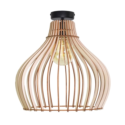 Plafón Barrel con pantalla de madera