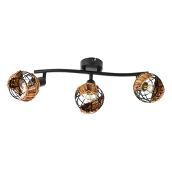 Foco de pared Java, trenzado de hierba, 3 luces características