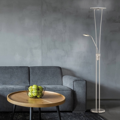 Lámpara de pie LED Vico, brazo lectura, níquel