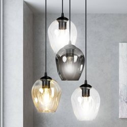 Colgante Starla redonda 4 luces grafit/ámbar/claro en oferta